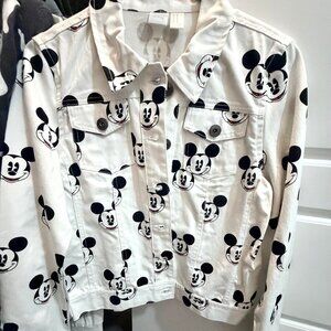 Forever 21 Disney Mickey Mouse Denim Jacket White Size M